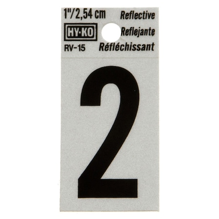 Hy-Ko 1.25In Reflective Number 2, 10PK B00365